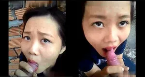 Ghệ bú cu ở vườn sau nhà